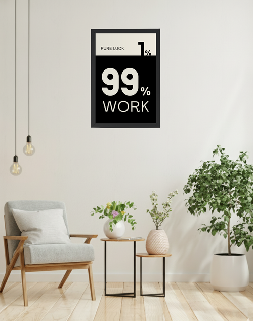 1% PURE LUCK 99% WORK | MOTIVATIONAL FRAME